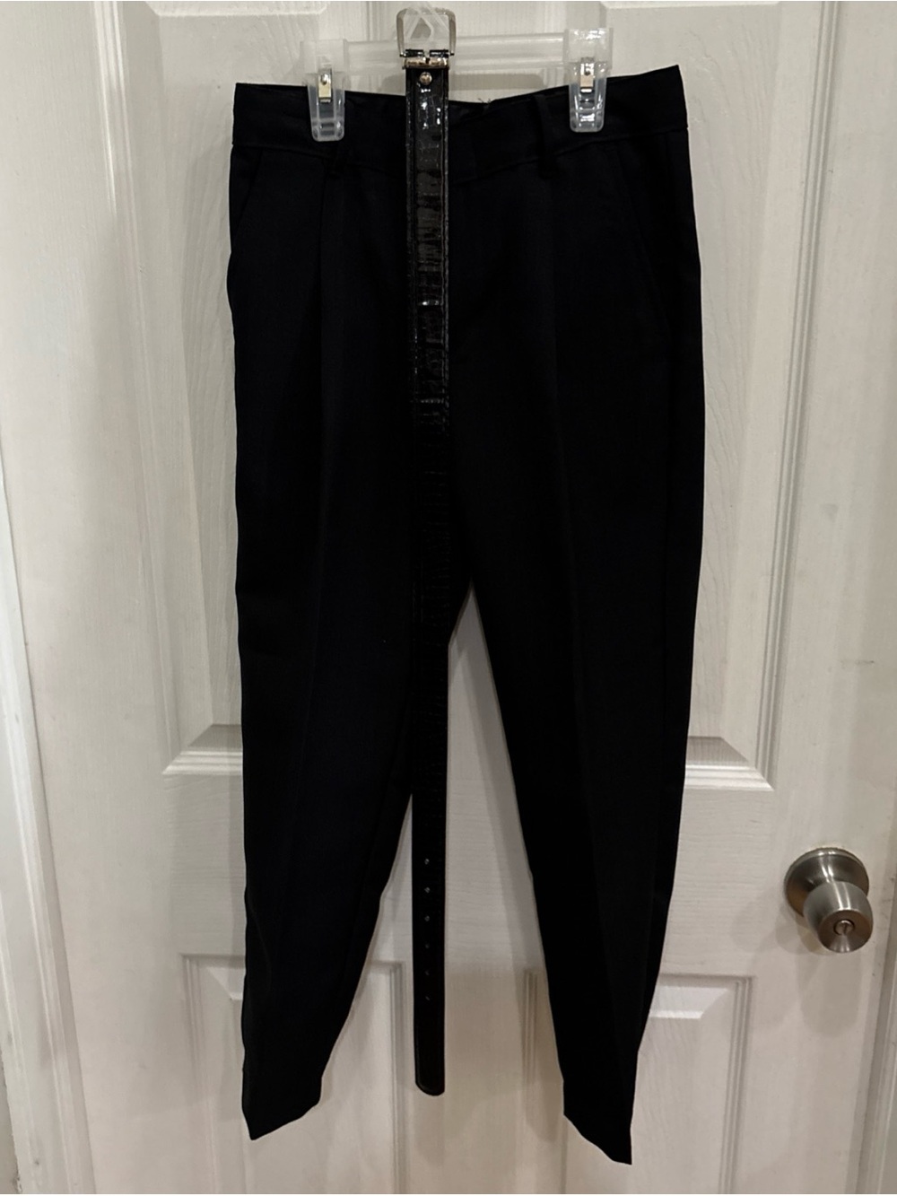 Van Heusen Boys Dress Pants Size 8‎ Black Flat Front w/ Black Belt EUC